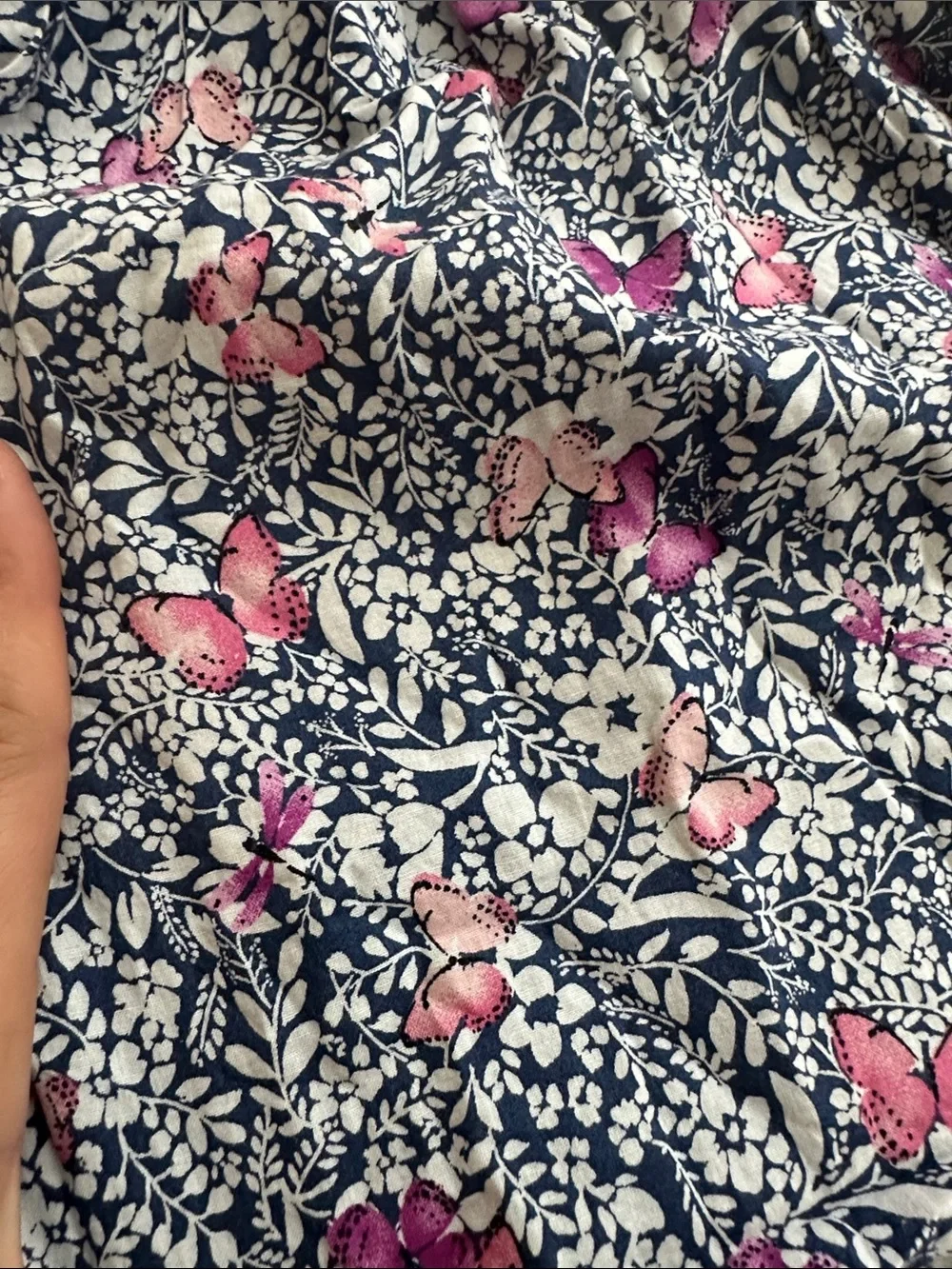 GAP Navy Floral Long Sleeve Top with Pink butterfly 5T